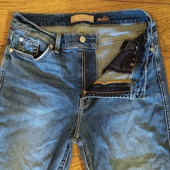 7 For All Mankind b(air) Edie High Waist Straight Leg Frayed Hem Jeans Size 31 - Picture 10 of 15